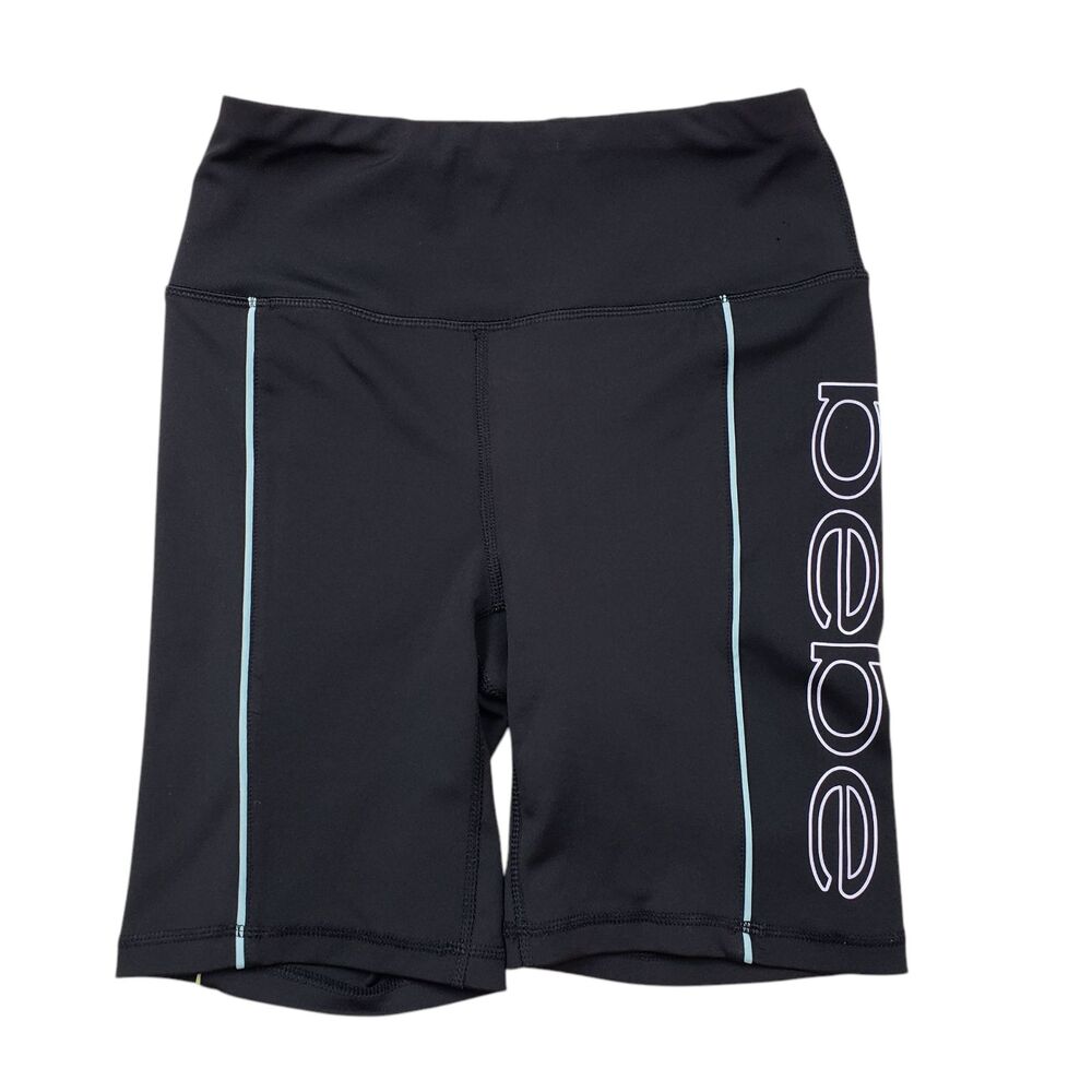 Bebe Sport Contour Aruba Bike Shorts Womens Small Black High Rise Cycling - Picture 2 of 9